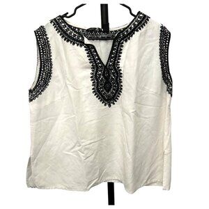Sherry Taylor White Embroidered Sleeveless Blouse SZ 1X